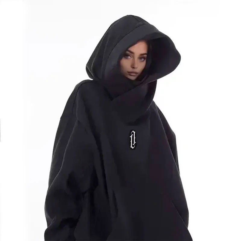 NEBUKON Double Neckline Hip Hop Hoodie