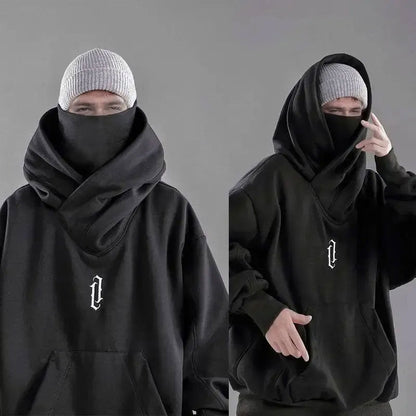 NEBUKON Double Neckline Hip Hop Hoodie