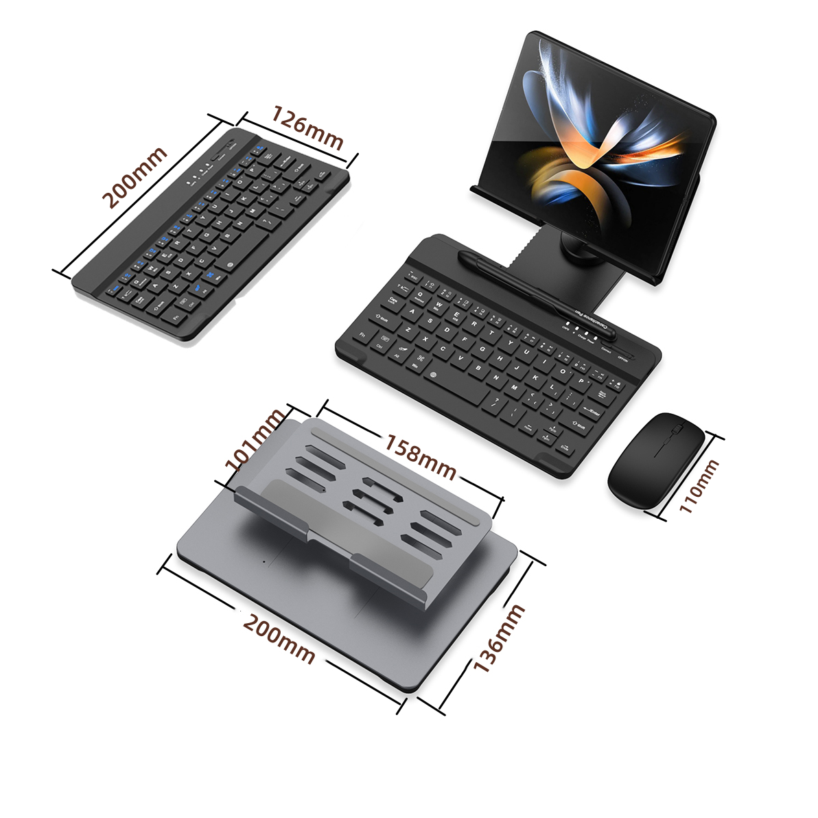 Desk Stand and Bluetooth Keyboard for Samsung Galaxy Z Fold Series