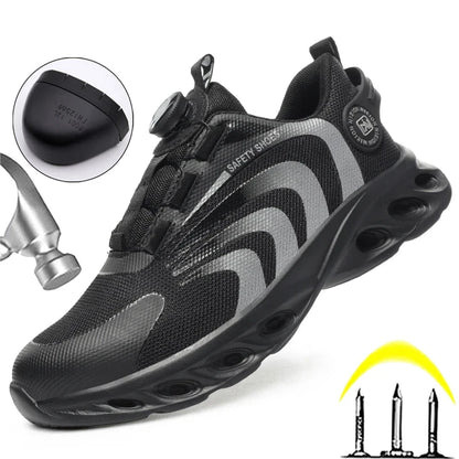 New Rotating Button Safety Shoes S3 Anti-smash Anti-puncture Work Shoes