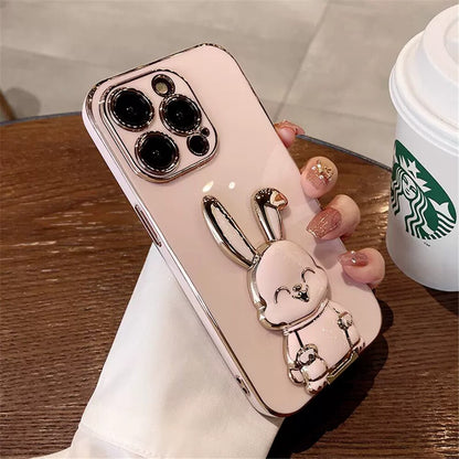 Phone Case For iPhone Luxury Plating Rabbit Holder