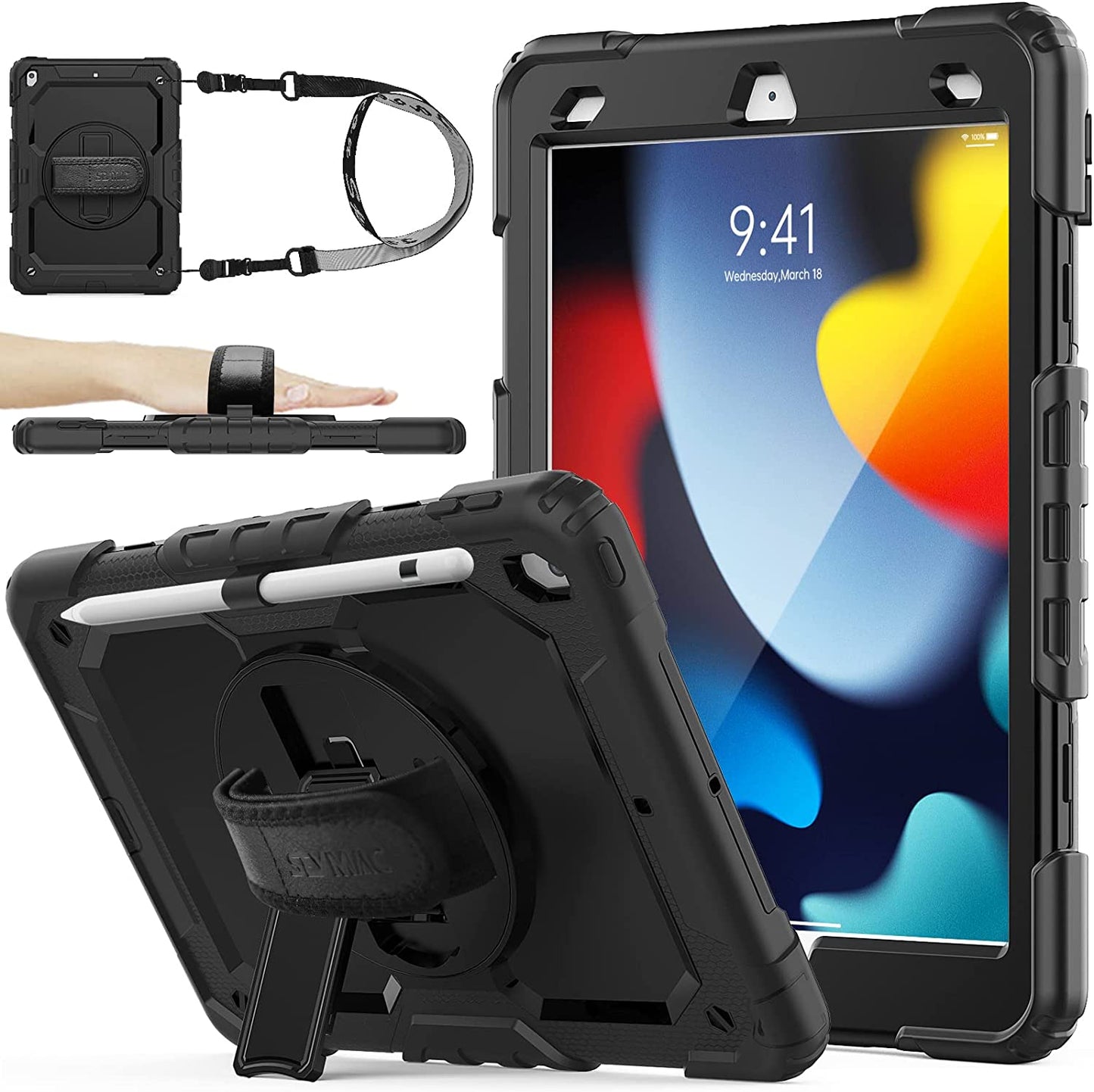 iPad Case Full-Body Protection with Screen Protector & Kickstand