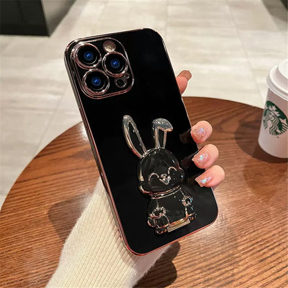 Phone Case For iPhone Luxury Plating Rabbit Holder