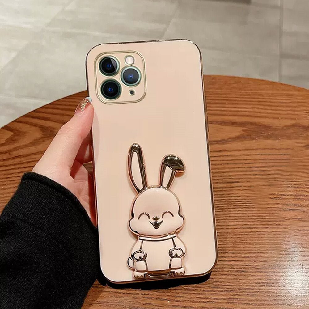 Phone Case For iPhone Luxury Plating Rabbit Holder