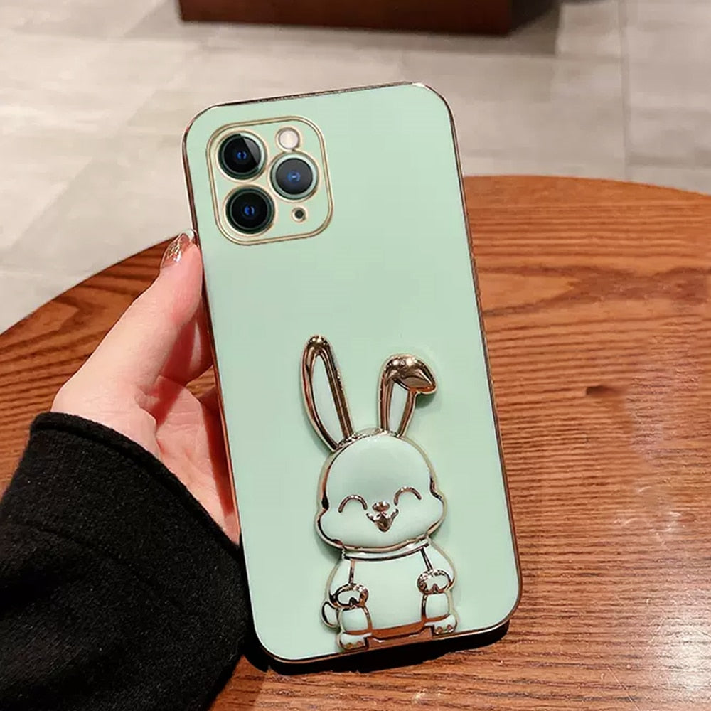 Phone Case For iPhone Luxury Plating Rabbit Holder