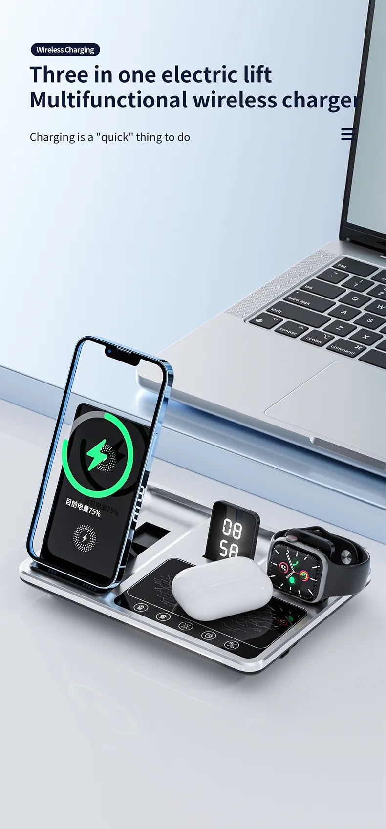 R11 4 In 1 Wireless Charger Qi Wireless Fast Charging Stand