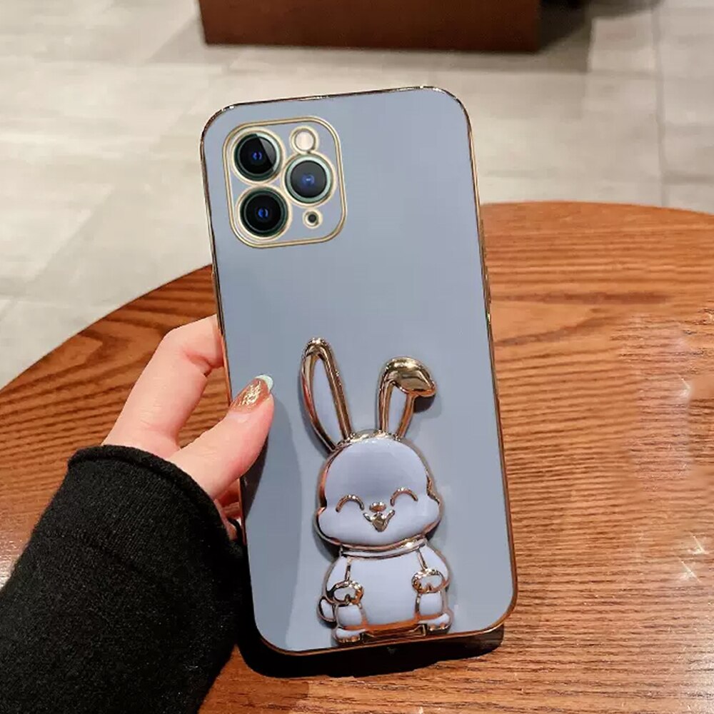 Phone Case For iPhone Luxury Plating Rabbit Holder