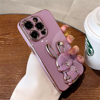 Phone Case For iPhone Luxury Plating Rabbit Holder