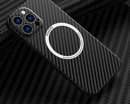 Indestructible Carbon Fiber Magnetic Wireless Charging iPhone Case On Sale