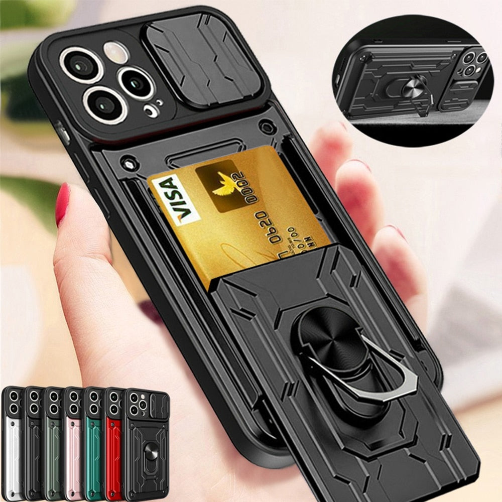 Case For iPhone 15 14 13 12 11 Pro Max Card Slot Military Grade