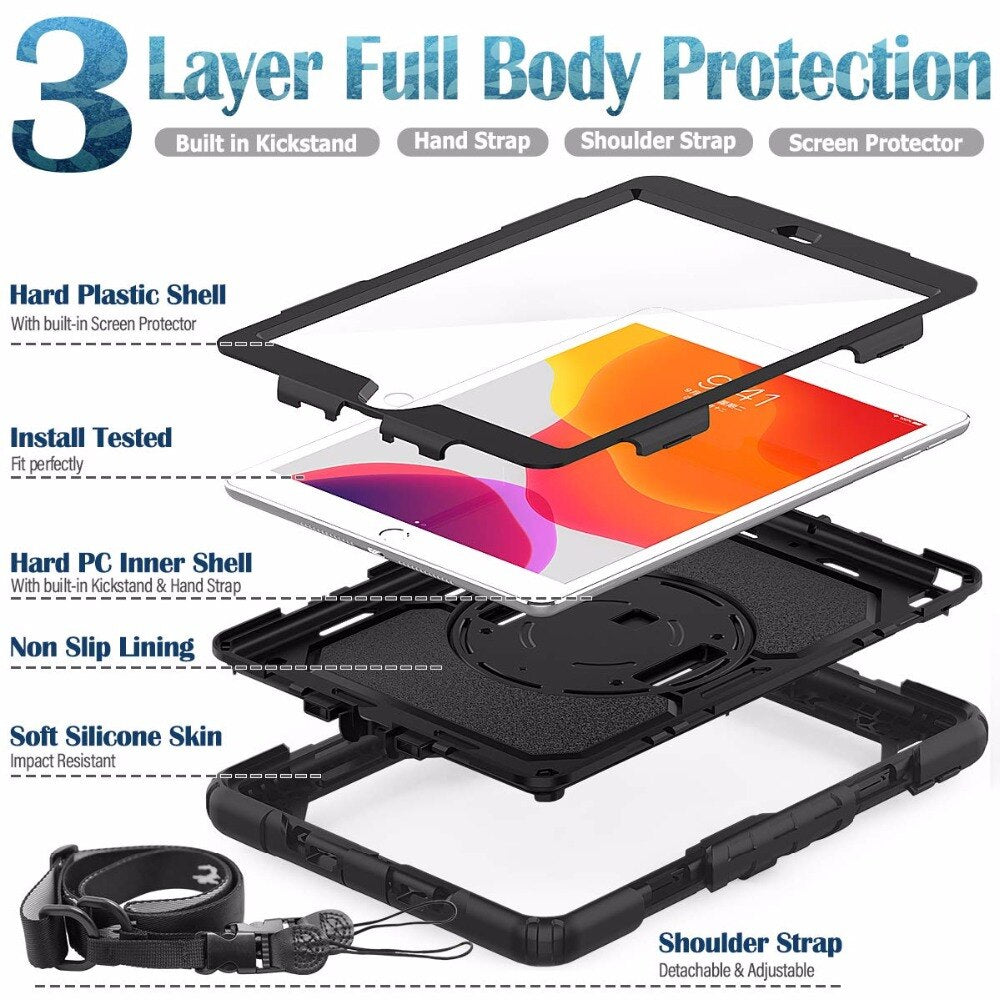 iPad Case Full-Body Protection with Screen Protector & Kickstand