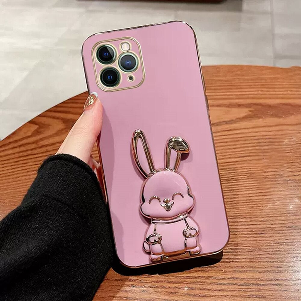 Phone Case For iPhone Luxury Plating Rabbit Holder