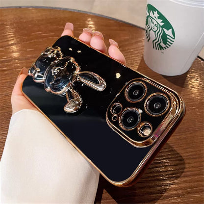 Phone Case For iPhone Luxury Plating Rabbit Holder