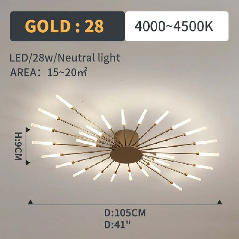 Industrial Style Fireworks LED Ceiling Light For Living Room, Bedroom