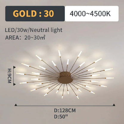 Industrial Style Fireworks LED Ceiling Light For Living Room, Bedroom