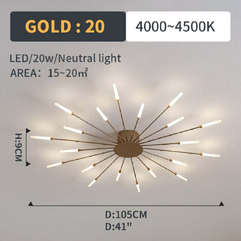 Industrial Style Fireworks LED Ceiling Light For Living Room, Bedroom