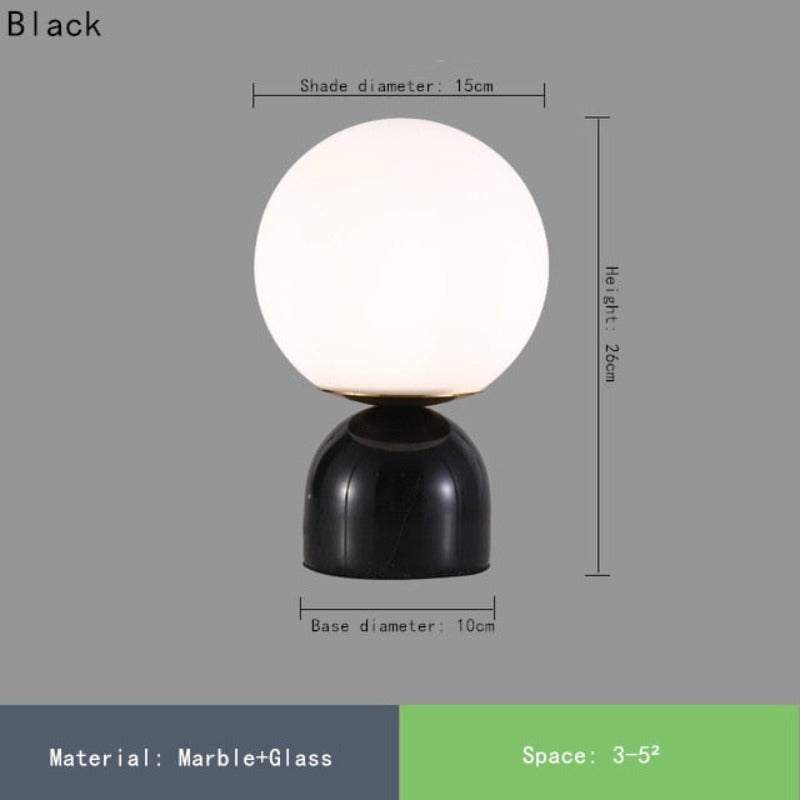 Nordic Bedside Marble Round Glass Table Lamp