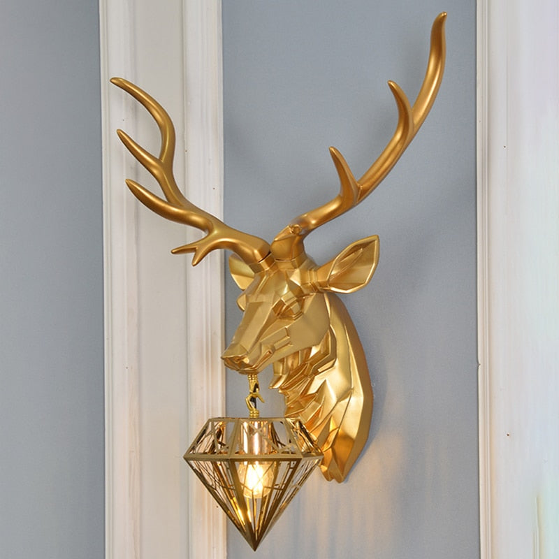 Nordic Design Deer Head Wall Lamp