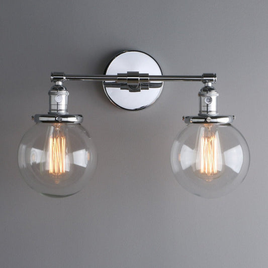 Vintage Glass Ball Double Heads Wall Light