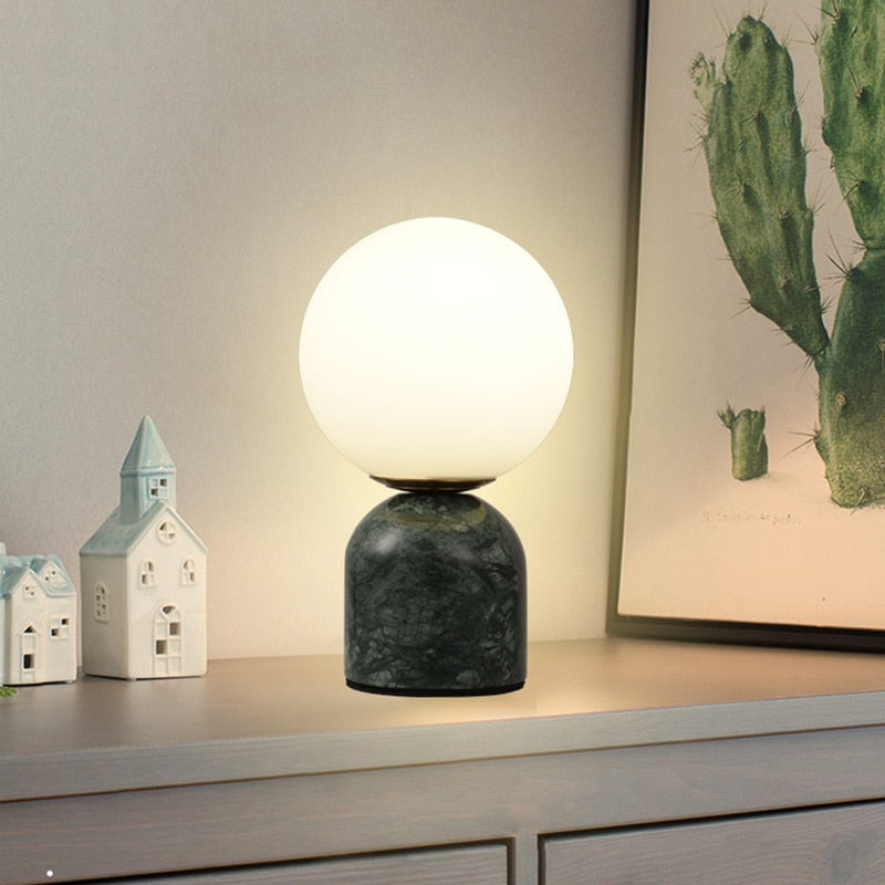 Nordic Bedside Marble Round Glass Table Lamp