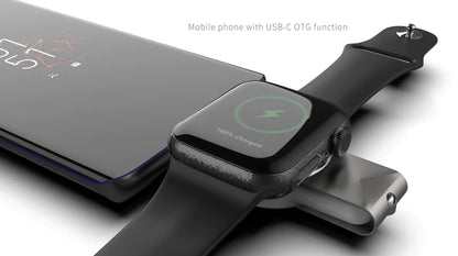 2 In 1 Portable Magnetic Wireless Charger Pad For Apple Watch and Samsung Galaxy Watch