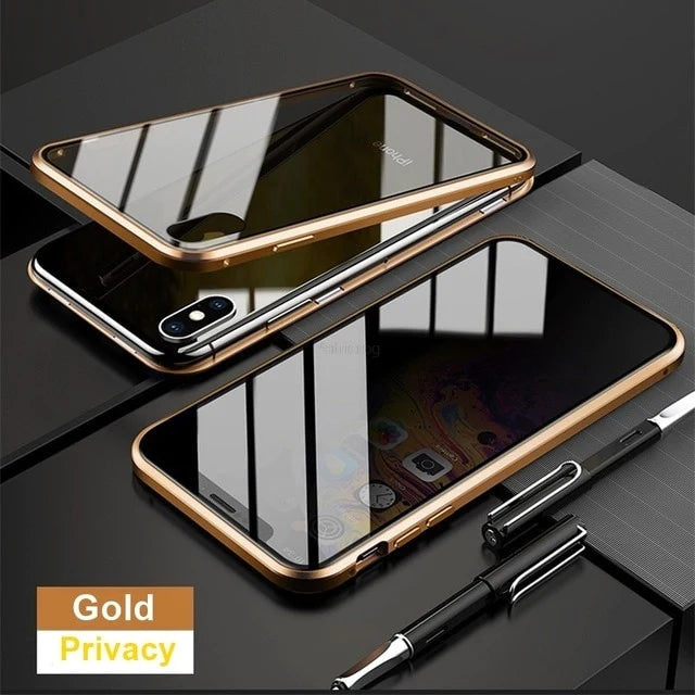 Anti Peep Antispy Magnetic Privacy Glass Case for iPhone