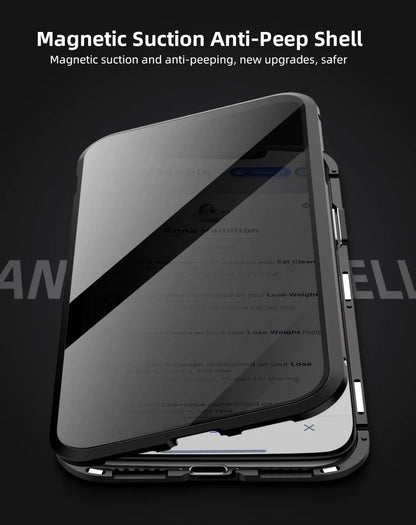 Anti Peep Antispy Magnetic Privacy Glass Case for iPhone