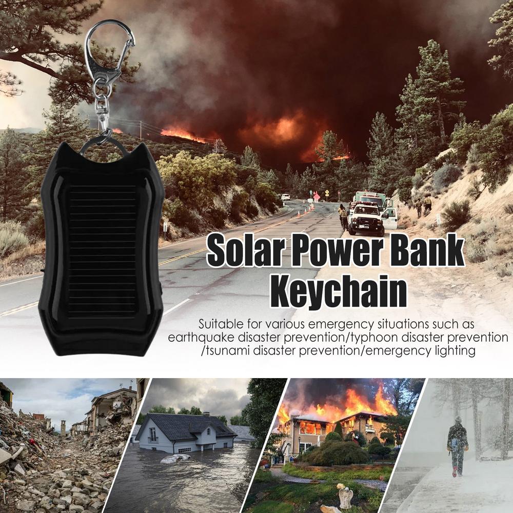 Keychain Solar Power Battery Charger With Flashlight