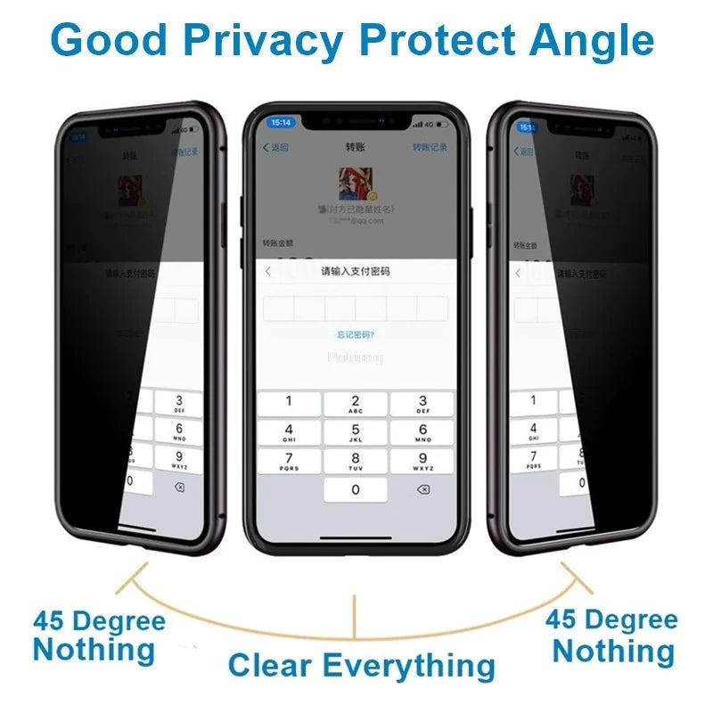 Anti Peep Antispy Magnetic Privacy Glass Case for iPhone