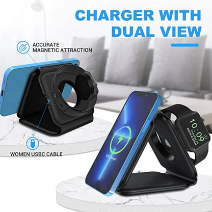 3 in 1 Foldable Magnetic Wireless Charger - On Sale