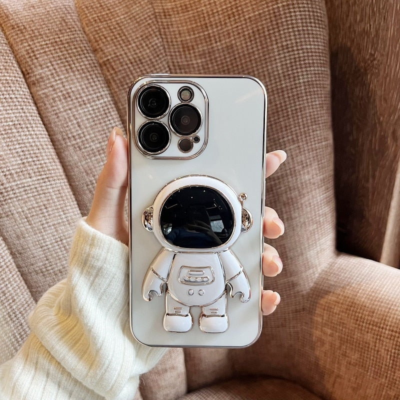 3D Astronaut Folding Stand Holder Phone Case For iPhone