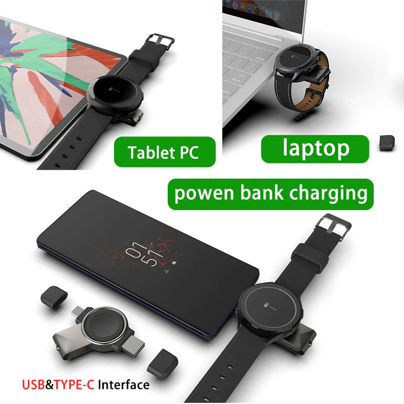 2 In 1 Portable Magnetic Wireless Charger Pad For Apple Watch and Samsung Galaxy Watch