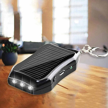 Keychain Solar Power Battery Charger With Flashlight