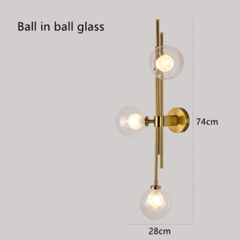 Golden Glass Ball Postmodern Wall Lamp