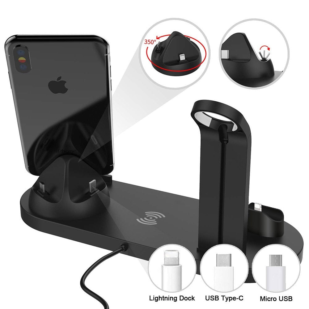 100W 7 in 1 Wireless Charger Stand Pad For iPhone