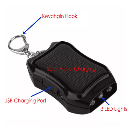 Keychain Solar Power Battery Charger With Flashlight