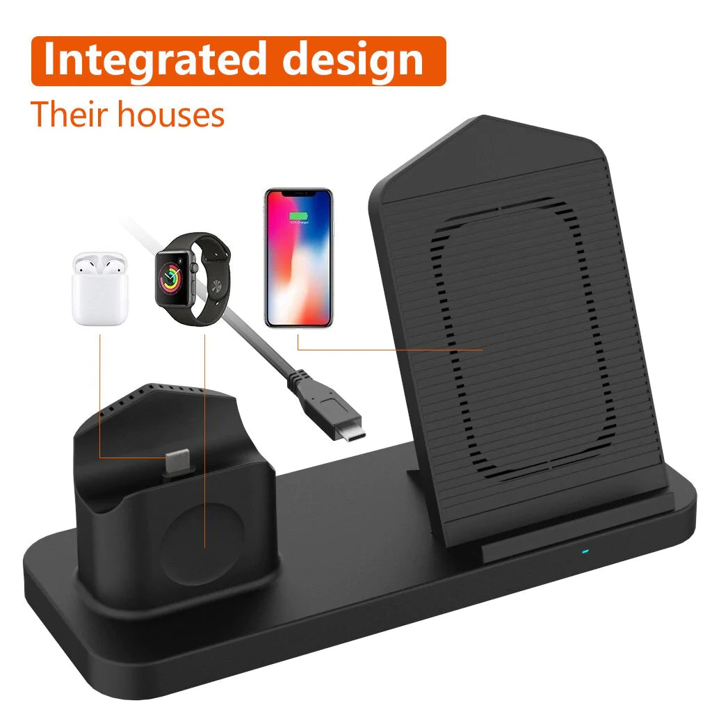 Fast 3 in 1 Wireless Charging Qi 10W Dock Station For iPhones AirPods Apple Watch