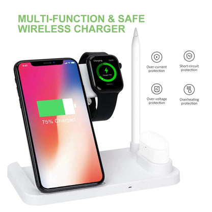 4 in 1 Wireless Charger for iPhone 11 Pro Max Xs Fast Charge Wireless Charger Stand