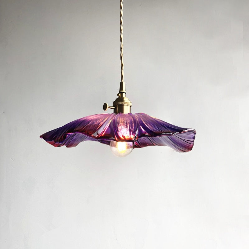 Violet - Floral Japanese Glass Pendant Light