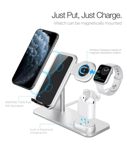 3 in 1 Aluminum Alloy Wireless Charging Station