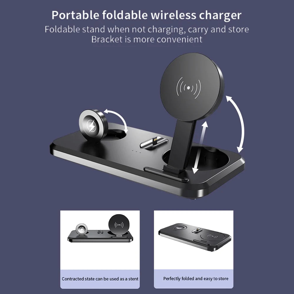 15W Qi Fast Wireless Foldable Charger Stand 3 in 1  For Apple AirPods Pro iWatch