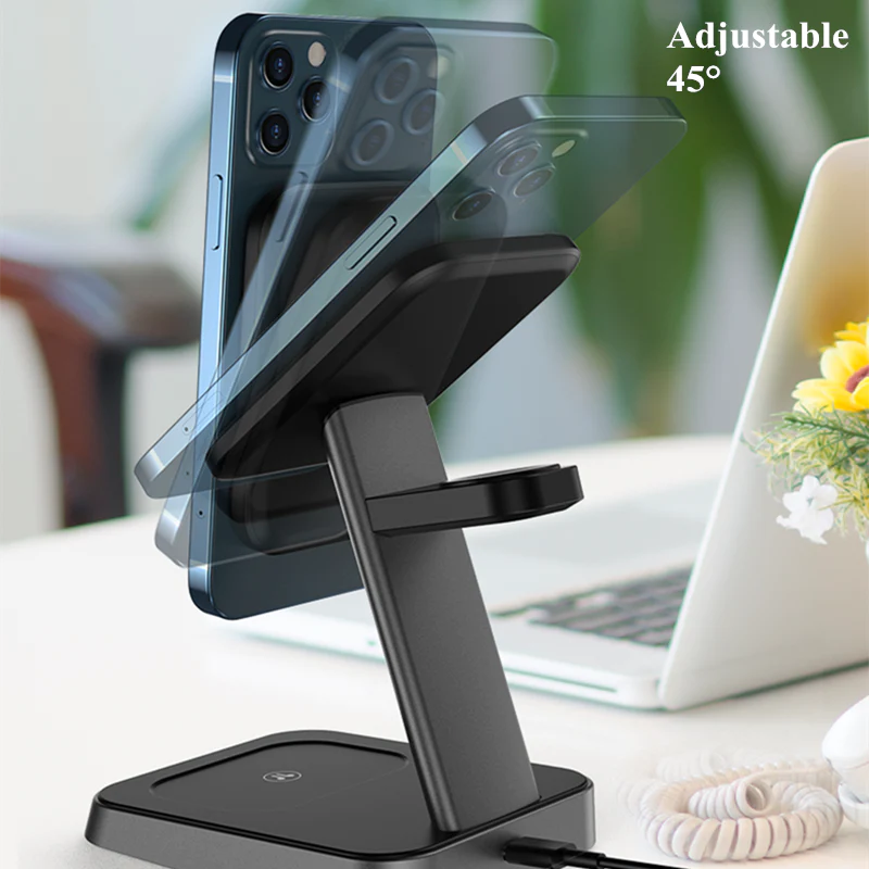 15W Fast Charging Stand 3 in 1 Wireless Charger Station Magnetic Holder for iPhone Apple Watch AirPods