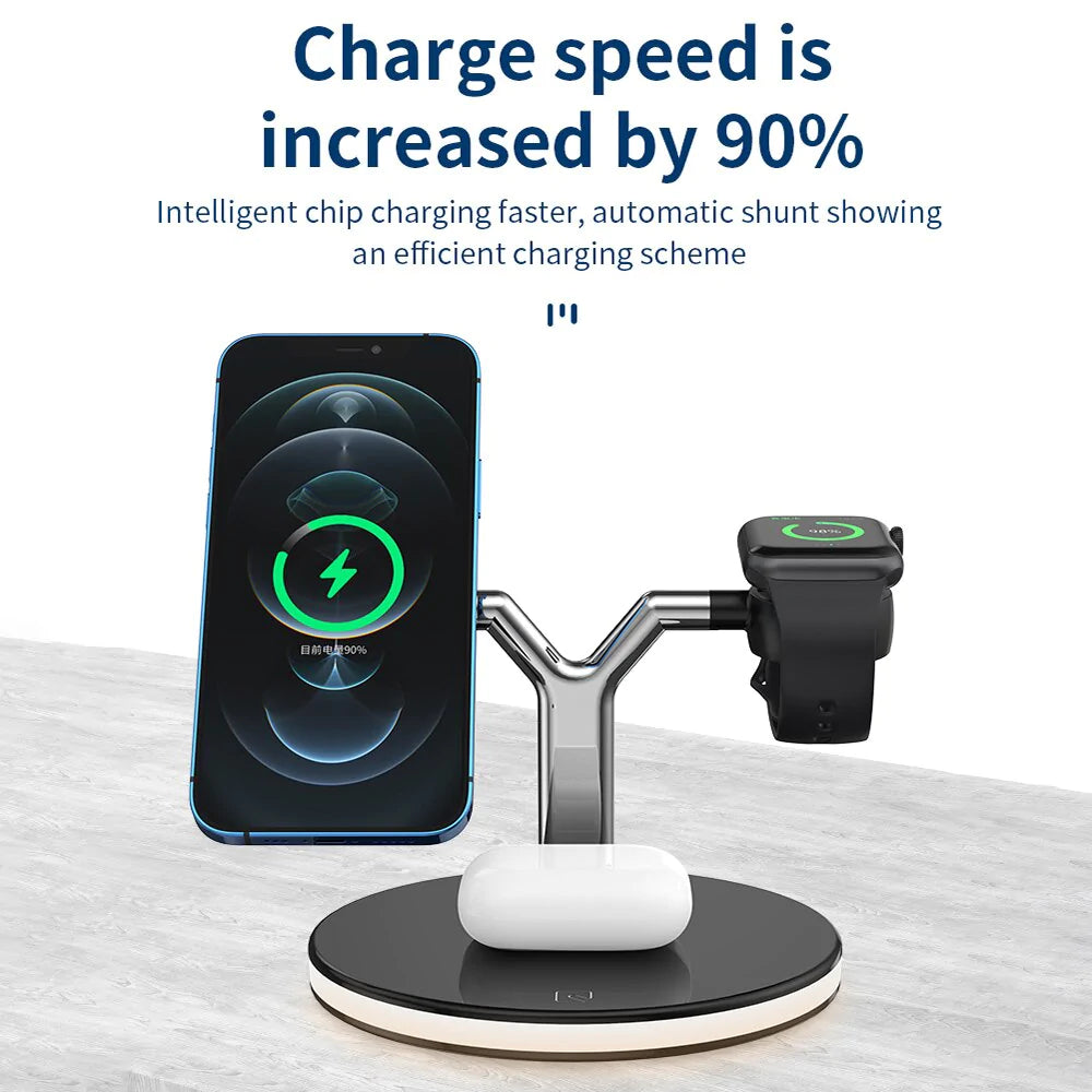 15W Fast Charging Dock Station 3 in 1 Magnetic Wireless Charger For iPhone For Apple Watch Airpods Qi Charger