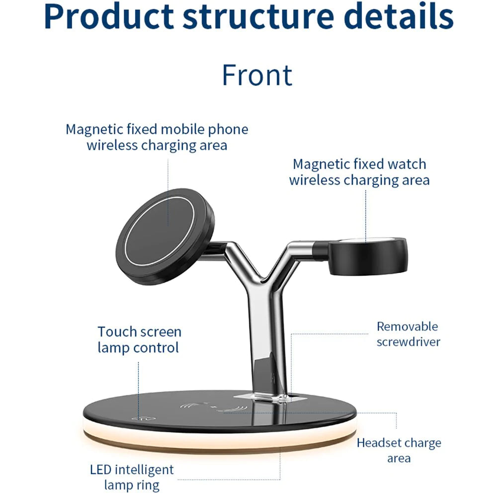 15W Fast Charging Dock Station 3 in 1 Magnetic Wireless Charger For iPhone For Apple Watch Airpods Qi Charger