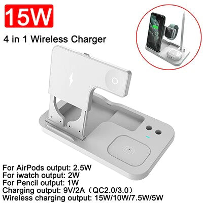 15W Fast Charging Dock Station 3 in 1 Magnetic Wireless Charger For iPhone For Apple Watch Airpods Qi Charger