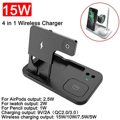 15W Fast Charging Dock Station 3 in 1 Magnetic Wireless Charger For iPhone For Apple Watch Airpods Qi Charger