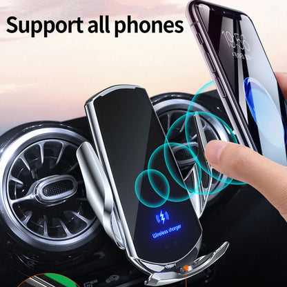 Newest 15W Qi Car Wireless Charger with Infrared Sensor & Automatic Clamping