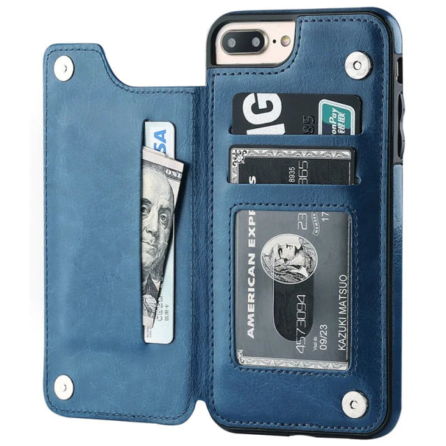 Wallet With Card Slot Leather Case For iPhone 15 14 Pro Max