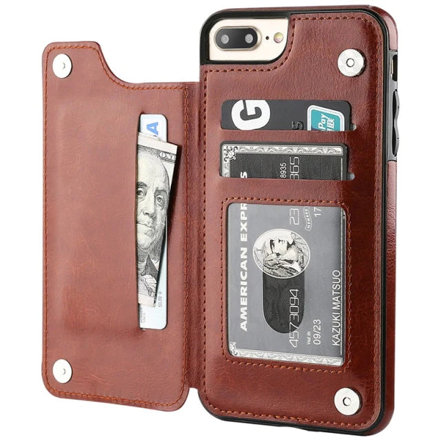 Wallet With Card Slot Leather Case For iPhone 15 14 Pro Max