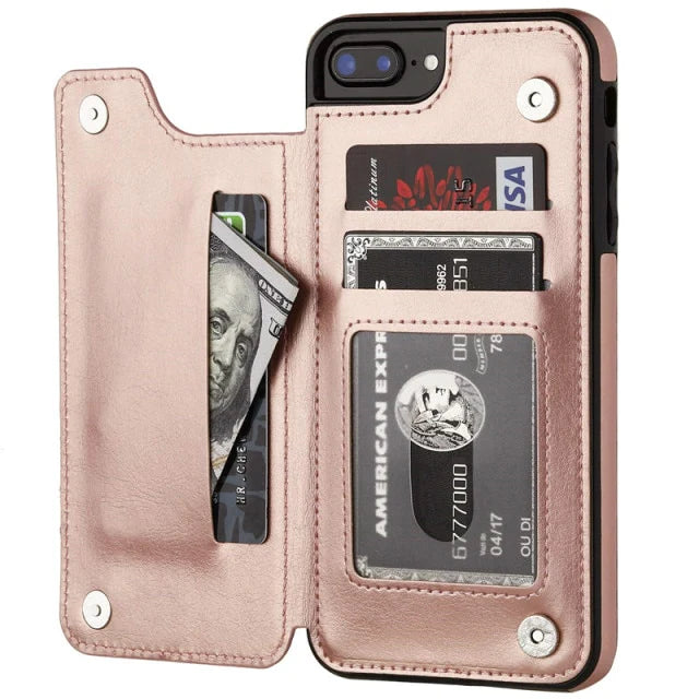 Wallet With Card Slot Leather Case For iPhone 15 14 Pro Max